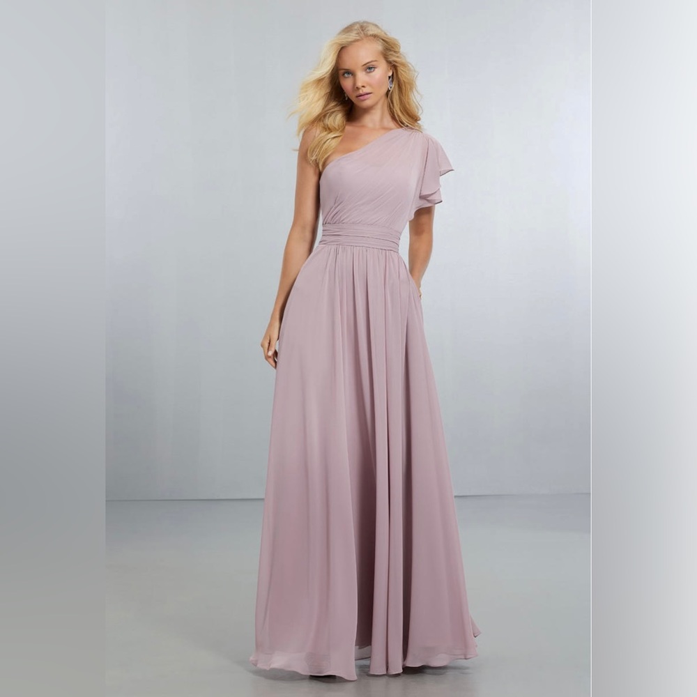 Black Mori Lee 21554 One-Shoulder Bridesmaid Dress